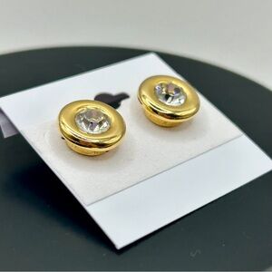 Kenneth Jay Lane For Avon Vintage - Gold and Crystal Stud Earrings